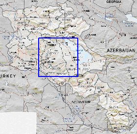 Administrativa mapa de Armenia em ingles