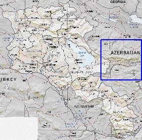 Administrativa mapa de Armenia em ingles