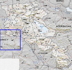 Administrativa mapa de Armenia em ingles