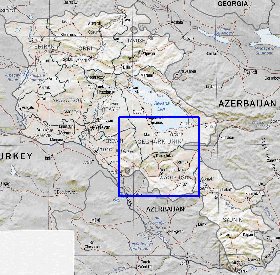 Administrativa mapa de Armenia em ingles