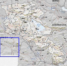 Administrativa mapa de Armenia em ingles