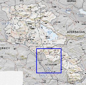 Administrativa mapa de Armenia em ingles