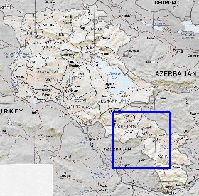 Administrativa mapa de Armenia em ingles