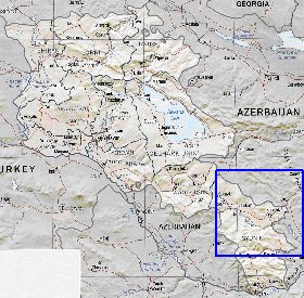 Administrativa mapa de Armenia em ingles