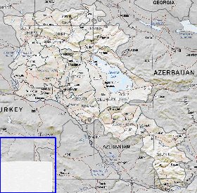 Administrativa mapa de Armenia em ingles