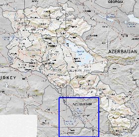 Administrativa mapa de Armenia em ingles