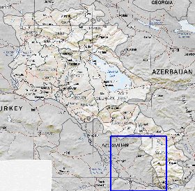 Administrativa mapa de Armenia em ingles