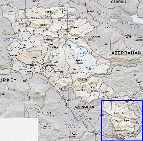 Administrativa mapa de Armenia em ingles