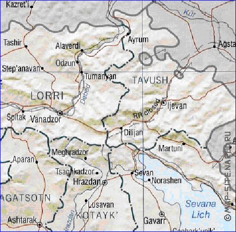 Administrativa mapa de Armenia em ingles