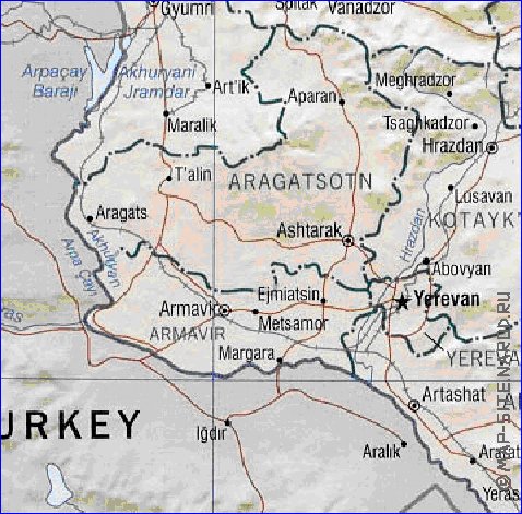 Administrativa mapa de Armenia em ingles