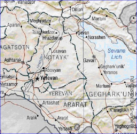 Administratives carte de Armenie en anglais