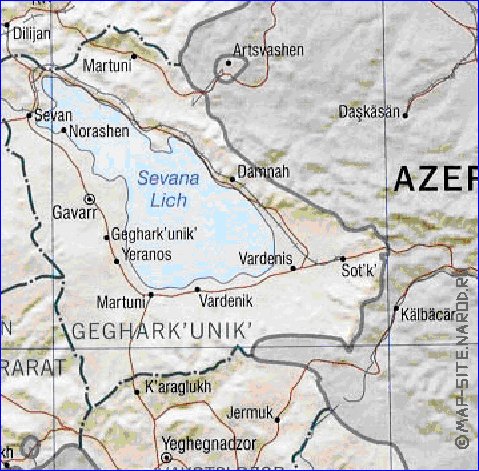 Administrativa mapa de Armenia em ingles