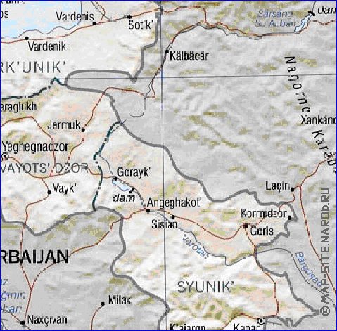 Administrativa mapa de Armenia em ingles