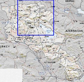 Administrativa mapa de Armenia em ingles