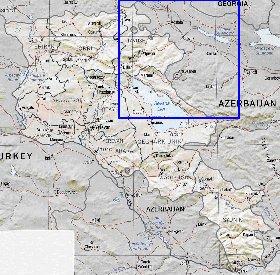 Administrativa mapa de Armenia em ingles