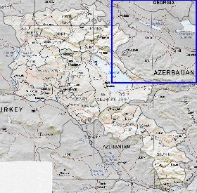 Administrativa mapa de Armenia em ingles