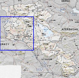 Administrativa mapa de Armenia em ingles