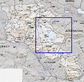 Administrativa mapa de Armenia em ingles