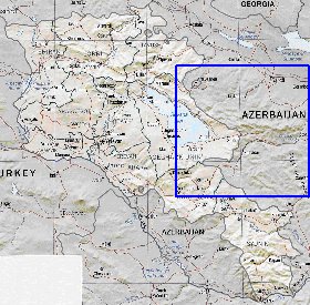 Administrativa mapa de Armenia em ingles