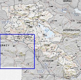 Administrativa mapa de Armenia em ingles