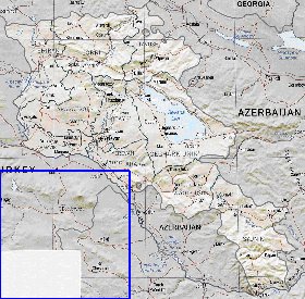 Administrativa mapa de Armenia em ingles