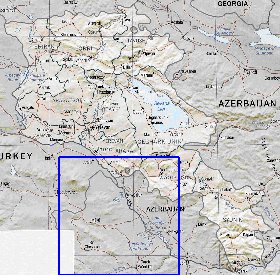 Administrativa mapa de Armenia em ingles