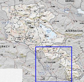 Administrativa mapa de Armenia em ingles