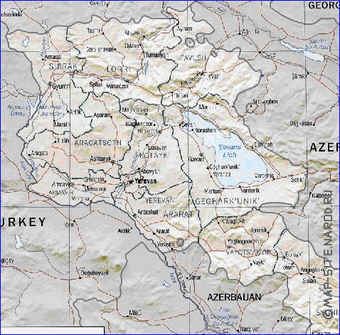 Administrativa mapa de Armenia em ingles