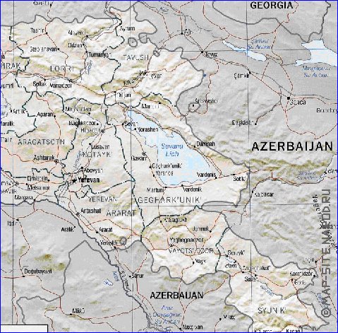 Administrativa mapa de Armenia em ingles