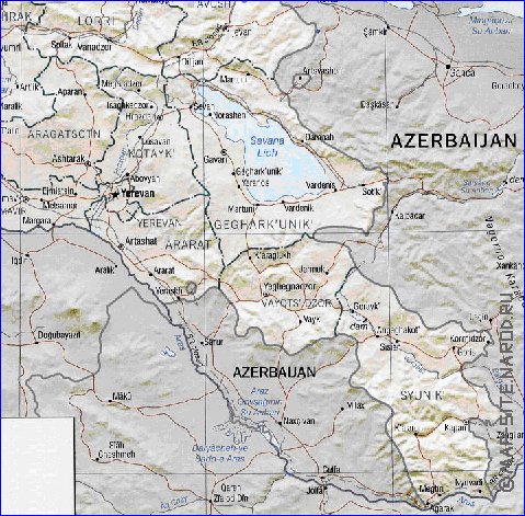 Administrativa mapa de Armenia em ingles