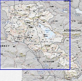 Administrativa mapa de Armenia em ingles