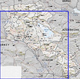 Administrativa mapa de Armenia em ingles