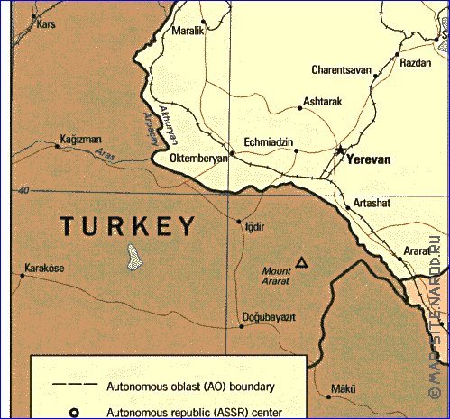 carte de Armenie en anglais