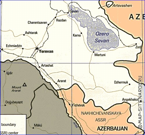 mapa de Armenia em ingles