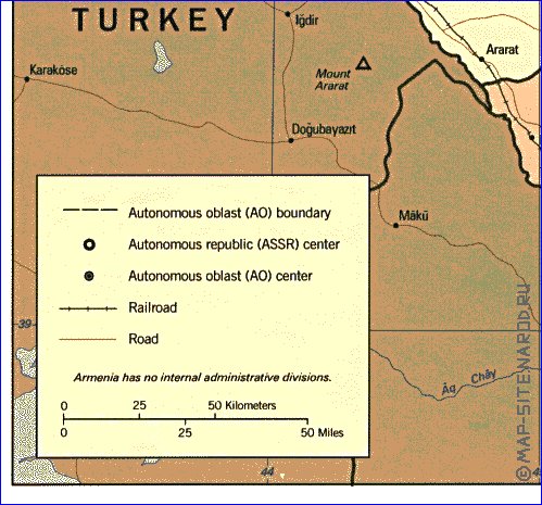 carte de Armenie en anglais