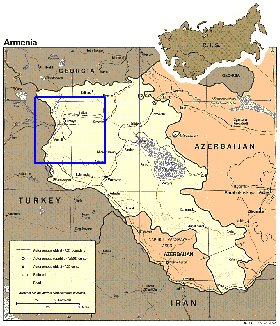 mapa de Armenia em ingles