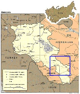 mapa de Armenia em ingles