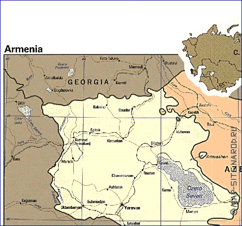 mapa de Armenia em ingles