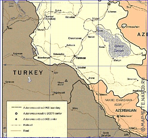 carte de Armenie en anglais