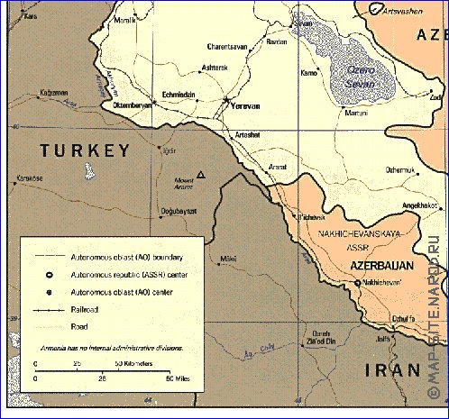 carte de Armenie en anglais