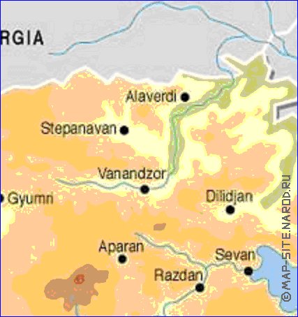 Fisica mapa de Armenia em ingles