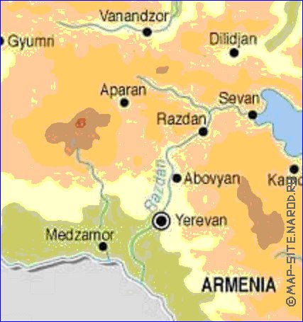 Fisica mapa de Armenia em ingles