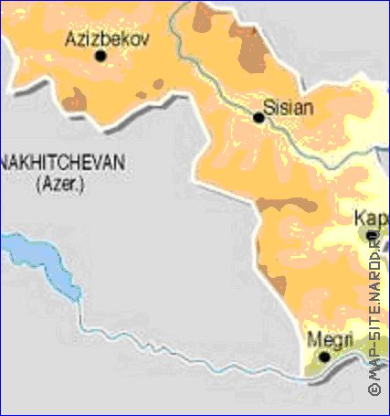 Fisica mapa de Armenia em ingles