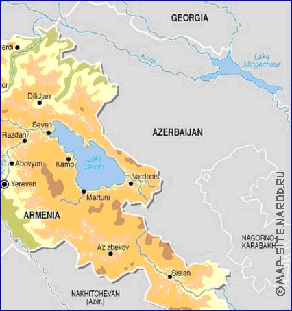 Fisica mapa de Armenia em ingles