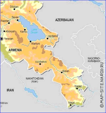 Fisica mapa de Armenia em ingles