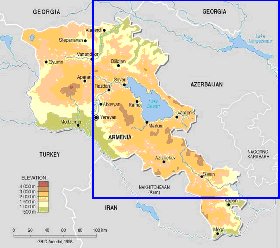 Fisica mapa de Armenia em ingles