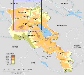 Fisica mapa de Armenia em ingles