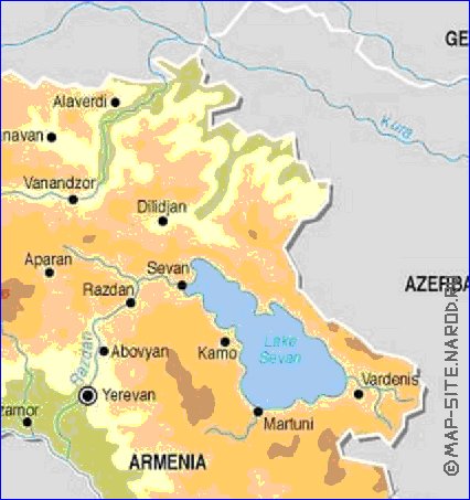 Fisica mapa de Armenia em ingles