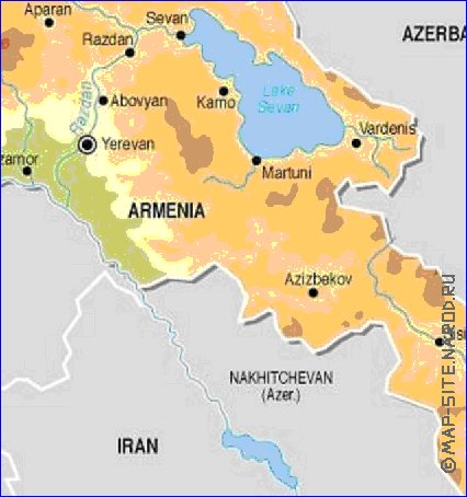 Fisica mapa de Armenia em ingles