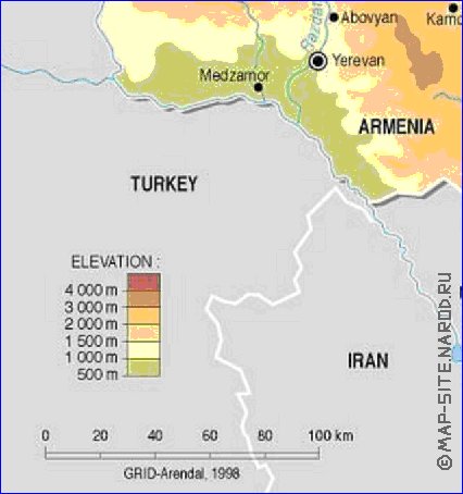 Fisica mapa de Armenia em ingles